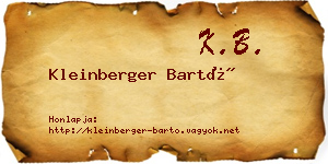 Kleinberger Bartó névjegykártya